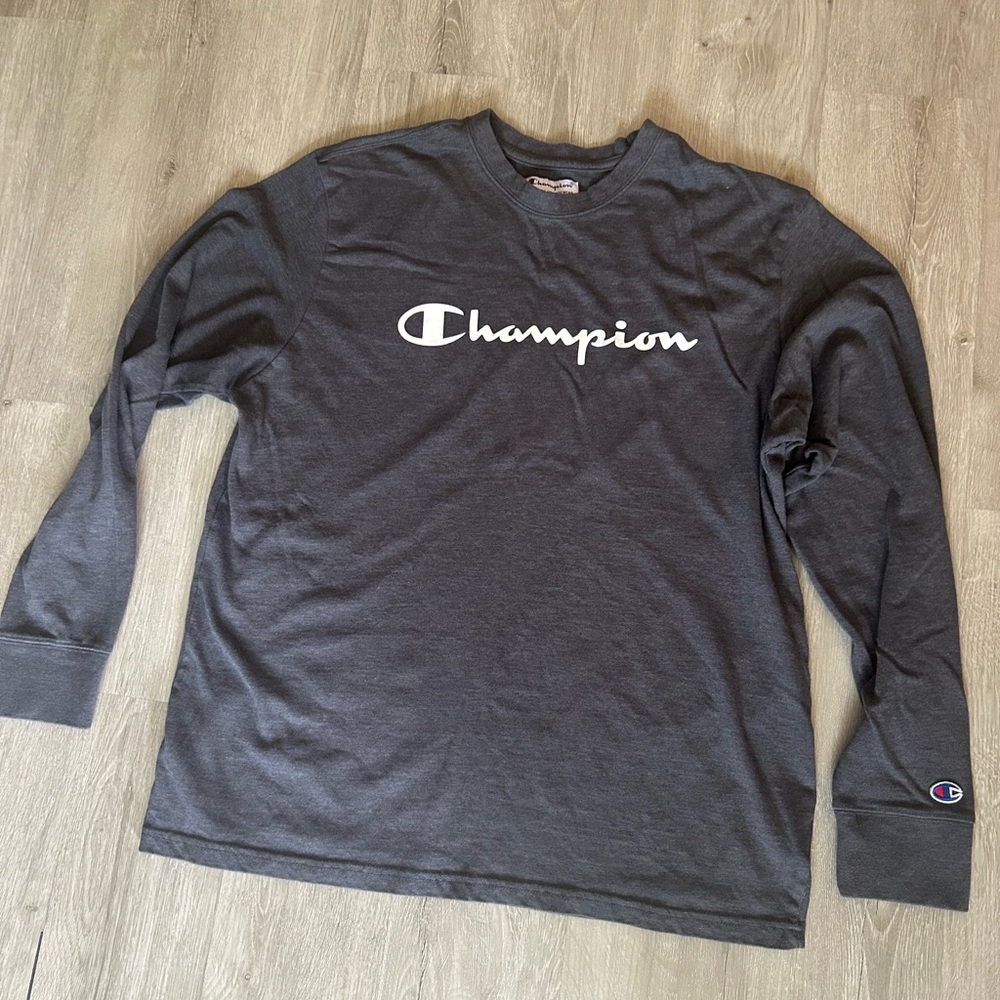 Champion Gray Long Sleeve Tee Classic Logo